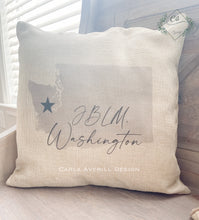 Load image into Gallery viewer, Personalized State Outline Watercolor Pillow