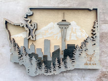 Load image into Gallery viewer, Layered Wood Washington Art Piece with Engraving