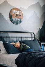 Load image into Gallery viewer, Round Nursery Sign - Mountain Theme