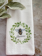 Load image into Gallery viewer, Personalized Kitchen Towel with Wreath Design