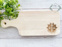 Load image into Gallery viewer, Engraved Paddle Handle Bread Board/Charcuterie Board