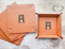 Load image into Gallery viewer, Engraved Vegan Leather Valet Tray with Unit Crest