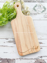 Load image into Gallery viewer, Engraved Paddle Handle Bread Board/Charcuterie Board
