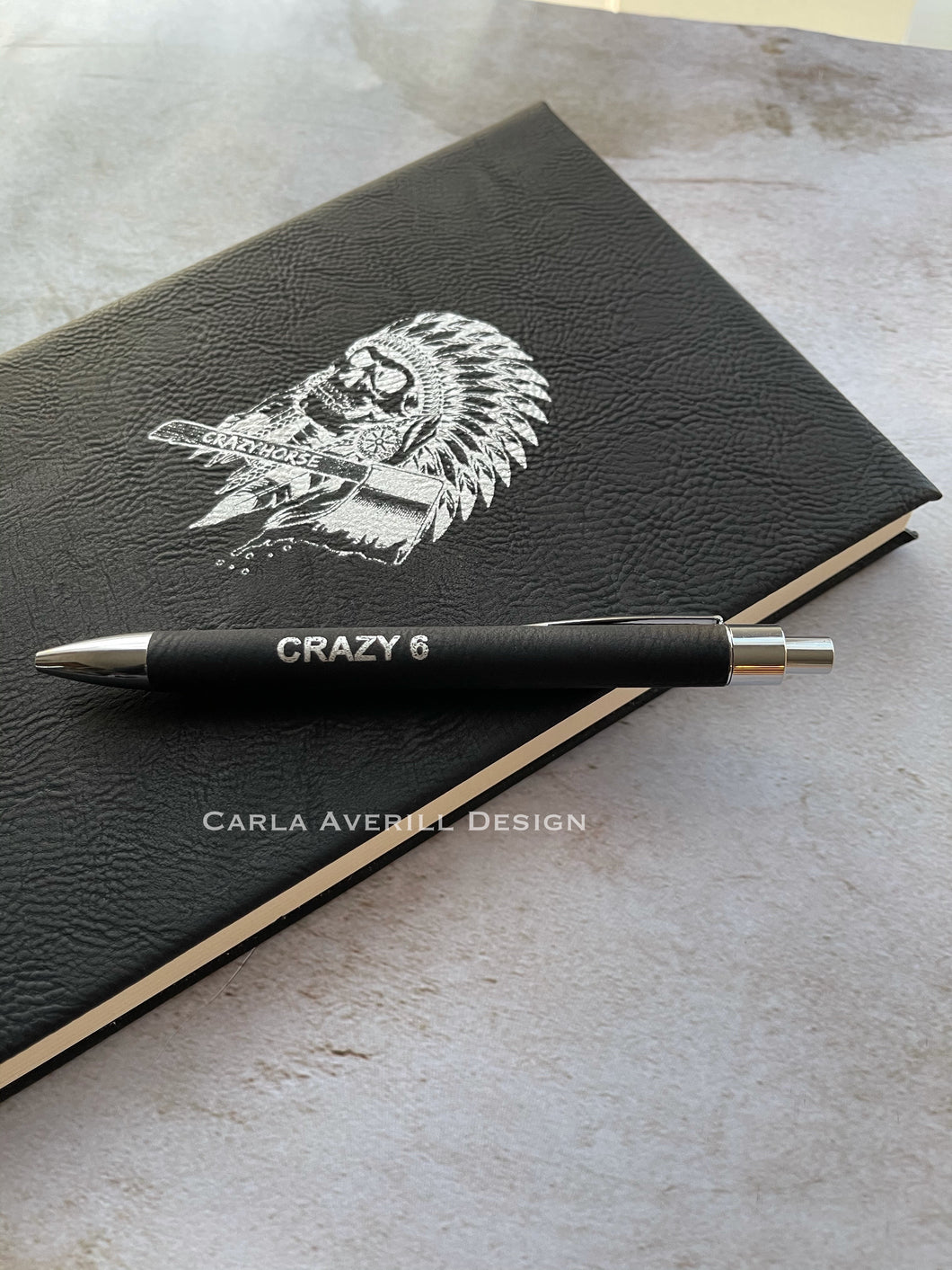 Personalized Black Vegan Leatherette Pen