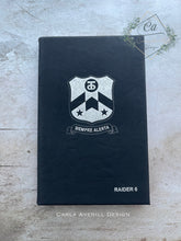 Load image into Gallery viewer, Engraved Leatherette Vegan Journal with Unit Crest and Call Sign
