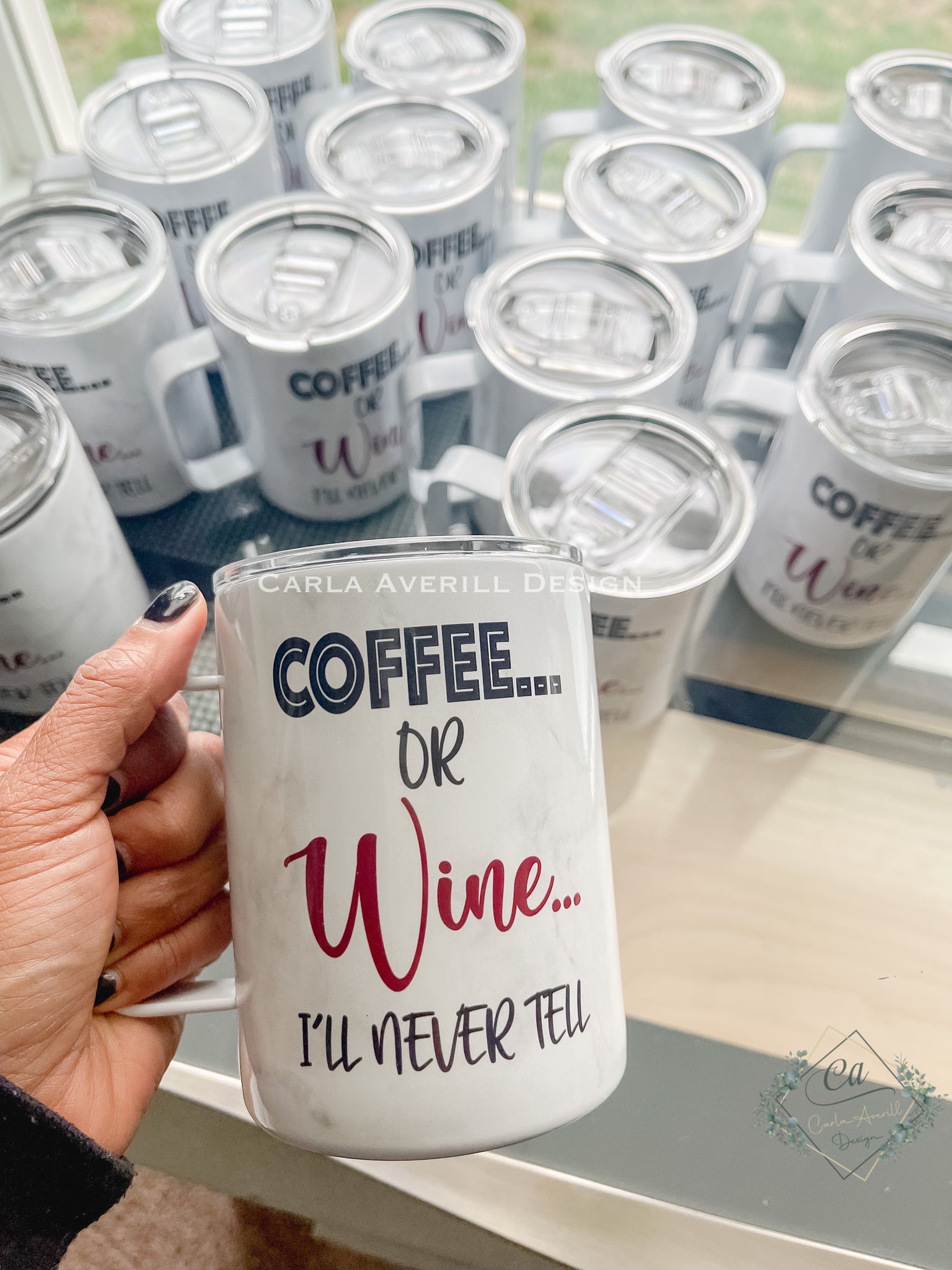 Coffee Or Wine.. 12 oz Metal Travel Tumbler with Lid and Straw OR