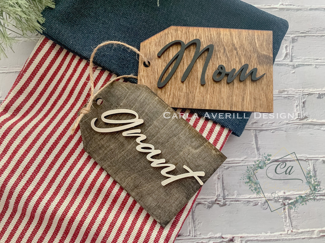 Personalized Wood Gift Tag/Stocking Name